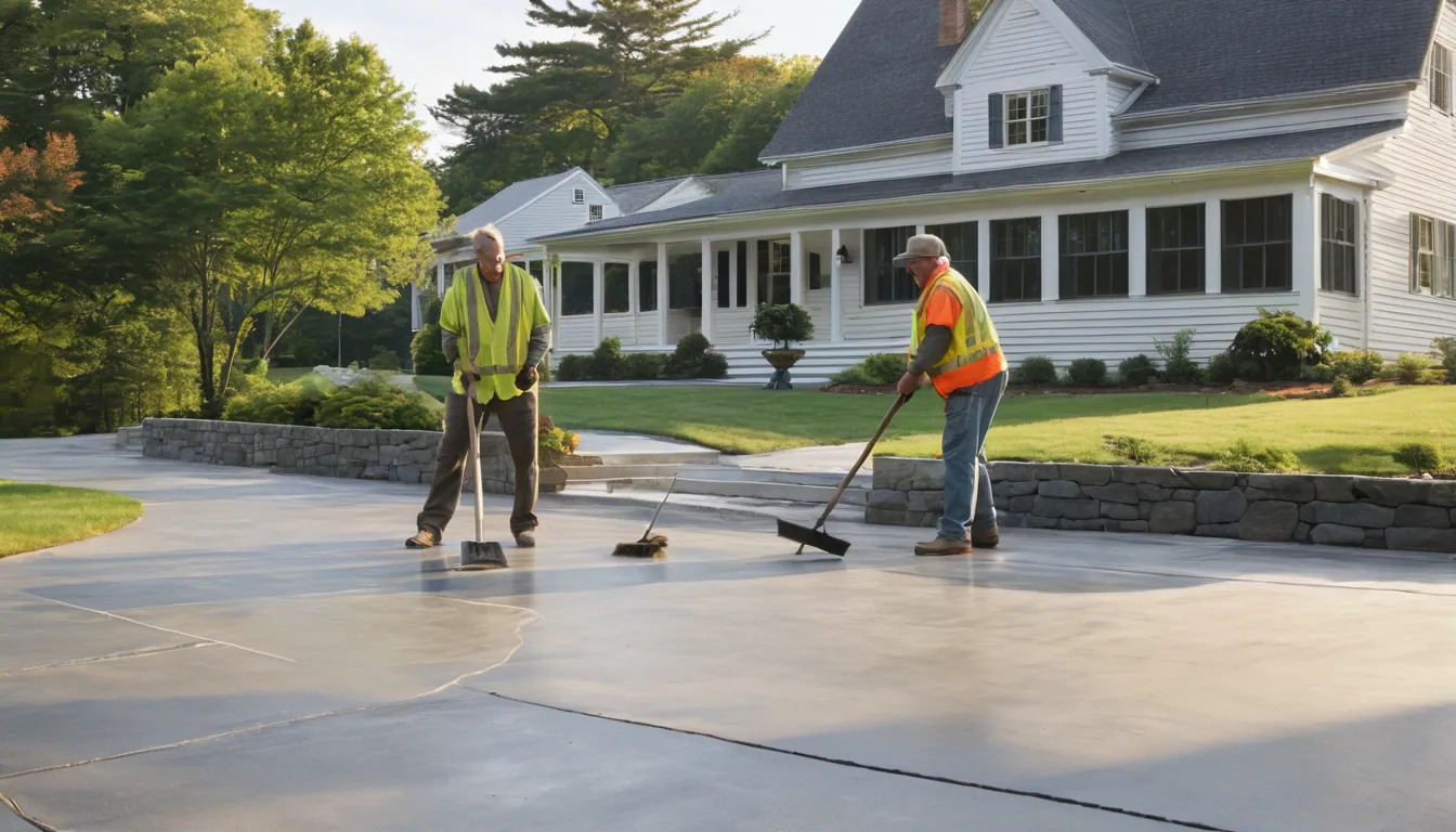 Fresh concrete driveway beside an older home in West Leechburg